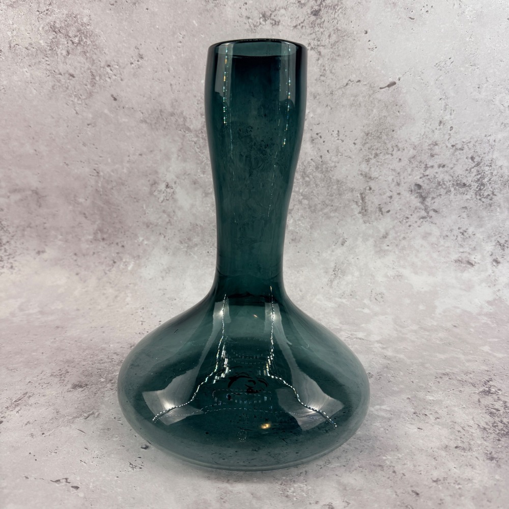 Vintage Blenko 5712 Charcoal Glass Vase Bottle Wayne Husted Mid Century 10"